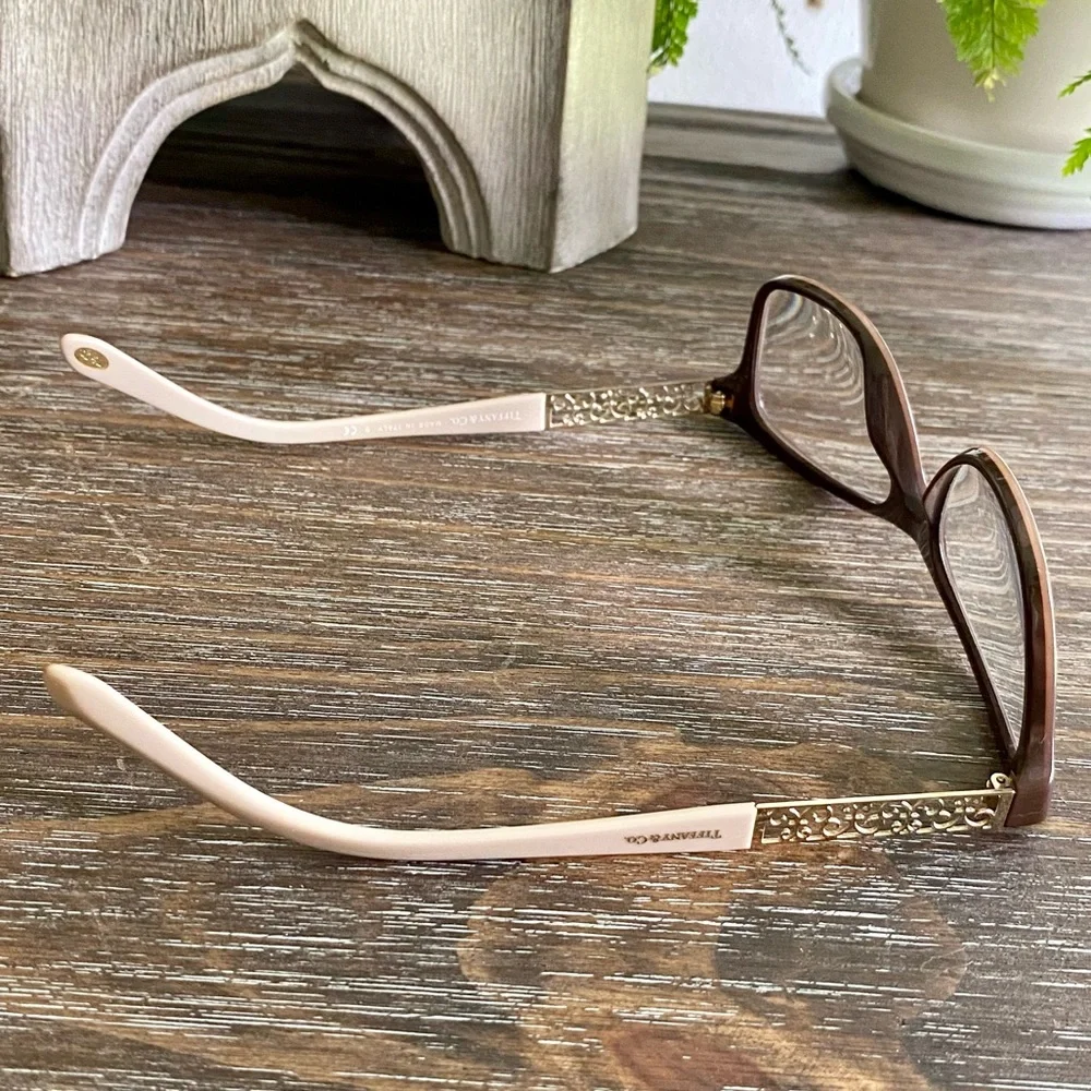 Tiffany & Co. TF 2130 8210 Rectangle Plum Pink Gold Frame Glasses 52*16*140 - Picture 3 of 16